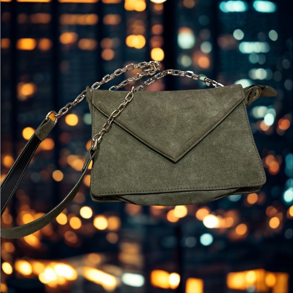 Zara Handbags - Zara Olive Suede Crossbody Bag